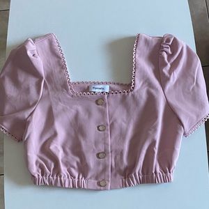 TWO SET PINK SET CROP TOP & HIGH WAISTED PANTS